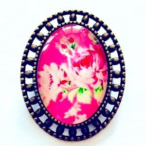 Floral Print Grannycore Vintage Style Brooch, NWT, Handmade